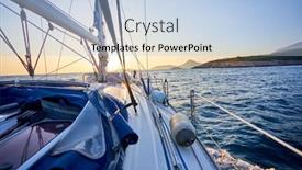  Presentation with yacht - Cool new slide deck with sailing ship - sunset on a yacht backdrop and a light blue colored foreground