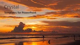  Presentation with indonesia - PPT theme having sunset on beach in bali in indonesia background and a red colored foreground