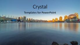  Presentation with vancouver - Beautiful PPT theme featuring sunset on false creek vancouver backdrop and a teal colored foreground