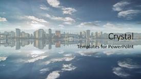  Presentation with vancouver - Slide set having sunset on false creek vancouver background and a light blue colored foreground