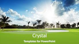  Presentation with field - Slides consisting of sunset on golf field background and a tawny brown colored foreground