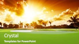  Presentation with golf - Colorful slides enhanced with sunset on golf field backdrop and a tawny brown colored foreground