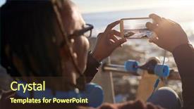  Presentation with cell - PPT theme enhanced with sunset on his mobile cell background and a tawny brown colored foreground