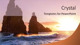  Presentation with island sunset - Cool new presentation design with sunset on madeira island backdrop and a lemonade colored foreground