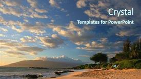  Presentation with maui - Presentation theme featuring sunset on maui beach hawaii background and a ocean colored foreground