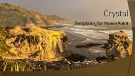  Presentation with beach rocks - Cool new PPT theme with sunset-on-murivay-beach-colony backdrop and a coral colored foreground