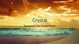  Presentation with sunset beach - Cool new PPT layouts with ocean wave background - sunset on seychelles beach backdrop and a yellow colored foreground
