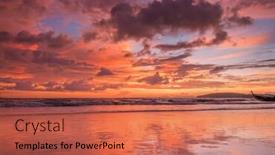  Presentation with krabi - PPT layouts with sunset on the beach of ao nang in krabi thailand background and a red colored foreground