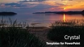  Presentation with ocean - PPT layouts consisting of sunset-on-the-coast background and a black colored foreground