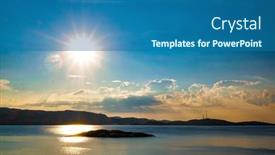  Presentation with ocean - Slide set consisting of sunset-on-the-coast background and a teal colored foreground