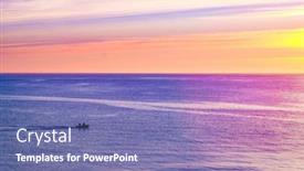  Presentation with ocean - PPT theme having sunset-on-the-coast background and a violet colored foreground