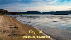  Presentation with coast - Presentation design featuring sunset-on-the-coast background and a tawny brown colored foreground