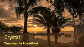  Presentation with island sunset - Slide deck consisting of sunset-on-the-idyllic-island background and a tawny brown colored foreground