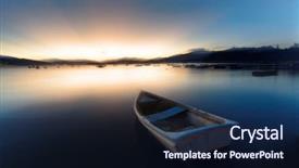  Presentation with boat - Beautiful slide set featuring sport tourism - sunset on the lake boat backdrop and a navy blue colored foreground