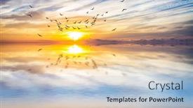  Presentation with water - Slides enhanced with sunset-on-the-lake background and a light blue colored foreground