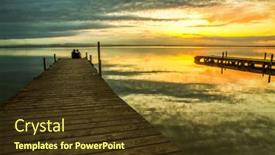  Presentation with water - Presentation with sunset-on-the-lake background and a tawny brown colored foreground