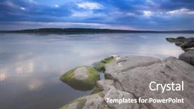  Presentation with sunset - PPT theme enhanced with sunset-on-the-river background and a gray colored foreground