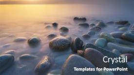  Presentation with sea shore - Theme having sunset-on-the-sea-stones background and a ocean colored foreground