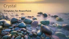  Presentation with sea shore - Presentation theme featuring sunset-on-the-sea-stones background and a lemonade colored foreground