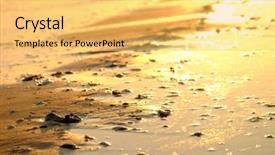  Presentation with seashore - Cool new theme with sunset on the seashore backdrop and a yellow colored foreground