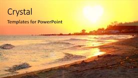  Presentation with seashore - Slide set featuring sunset on the seashore background and a white colored foreground