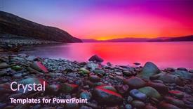  Presentation with coast - PPT theme with sunset on the stone coast background and a tawny brown colored foreground