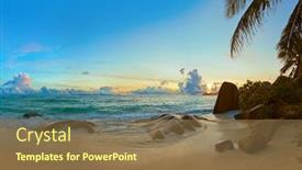  Presentation with tropical beach sunset - PPT layouts having sunset-on-tropical-beach-source background and a coral colored foreground