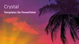  Presentation with tropical beach sunset - Colorful presentation theme enhanced with sunset-on-tropical-beach backdrop and a violet colored foreground