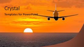  Presentation with jet airplane - PPT layouts featuring airplane jet over beautiful sky background and a gold colored foreground