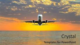  Presentation with jet airplane - PPT layouts enhanced with airplane jet over beautiful sky background and a yellow colored foreground