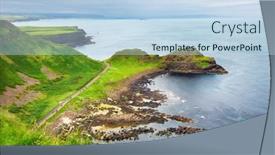  Presentation with rocks formation - Presentation featuring sunset-over-basalt-rocks-formation background and a sky blue colored foreground