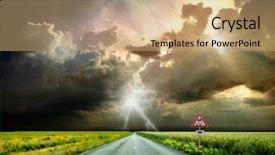  Presentation with rainbow over road - Cool new slide set with sunset over blurred asphalt road backdrop and a  colored foreground