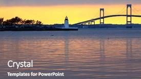  Presentation with lighthouse - Cool new PPT layouts with sunset over claiborne pell bridge backdrop and a coral colored foreground