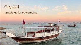  Presentation with qatar - Theme with sunset over doha bay qatar background and a lemonade colored foreground