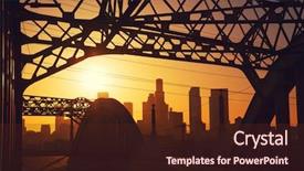  Presentation with downtown los angeles - Amazing PPT theme having sunset over downtown los angeles backdrop and a tawny brown colored foreground