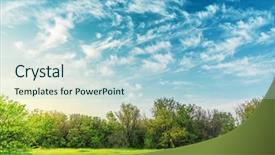  Presentation with meadow - Theme with sunset over green meadow background and a light blue colored foreground