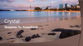  Presentation with lagoon - Colorful presentation design enhanced with sunset-over-honolulu-skylineand-magic backdrop and a coral colored foreground