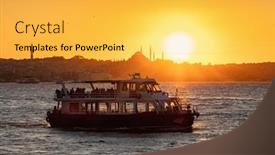  Presentation with istanbul - Audience pleasing PPT theme consisting of sunset-over-istanbul-passenger-ferry backdrop and a yellow colored foreground