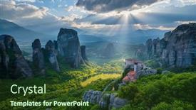  Presentation with monastery - Slides with sunset-over-monastery-of-rousanou background and a tawny brown colored foreground