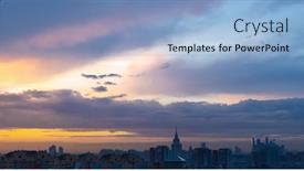  Presentation with blue orange - Amazing presentation theme having sunset-over-moscow-city-beautiful backdrop and a light blue colored foreground