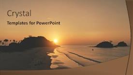  Presentation with cinematic - Audience pleasing presentation theme consisting of sunset-over-mountains-islands-silhouette backdrop and a coral colored foreground