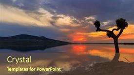  Presentation with czech republic - Colorful PPT theme enhanced with sunset-over-nove-mlyny-lake backdrop and a tawny brown colored foreground