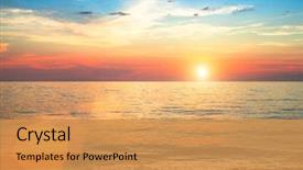  Presentation with ocean - Slide set featuring sunset over ocean nature composition background and a gold colored foreground