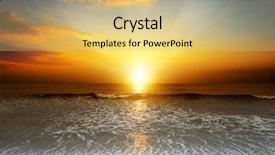  Presentation with sand ocean - Amazing slide deck having sunset over ocean sea wave backdrop and a yellow colored foreground