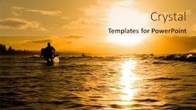  Presentation with ocean - PPT layouts featuring sunset-over-ocean-with-surfers background and a yellow colored foreground