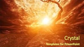  Presentation with lonely - Beautiful slides featuring sunset over old lonely tree backdrop and a crimson colored foreground