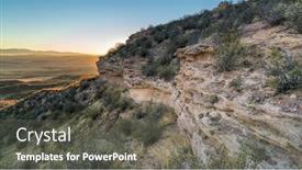  Presentation with sun rising over north america - Presentation theme with sunset-over-rolling-prairie background and a dark gray colored foreground