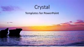  Presentation with sea weather - Beautiful PPT theme featuring sunset over seascape peaceful ocean backdrop and a light blue colored foreground