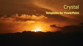  Presentation with trees - Presentation theme featuring sunset-over-the-distant-hills background and a tawny brown colored foreground