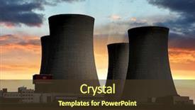  Presentation with nuclear - Theme with sunset over the nuclear power background and a tawny brown colored foreground